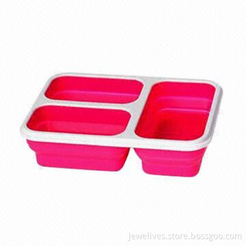 Silicone Lunch Box with Cover, Different Colors and Shapes Available, OEM Orders Welcomed
